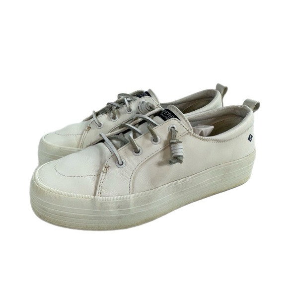 Sperry Crest Vibe Platform White Leather Sneakers - Picture 1 of 7